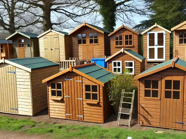 Selection of colourful wendy houses on display