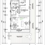 Floor plan for a 2-bedroom log house measuring 16m by 9m. The layout includes a verandah leading into a dining area, kitchen, and lounge area. Bedroom 2 and a separate toilet are accessible from a central passage, while the main bedroom includes an en-suite bathroom. The plan also features a large outdoor deck area with seating, providing an extended living space. Detailed dimensions and labels for each section are provided, offering a clear view of the design and room arrangement.