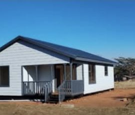 Modern Nutec home with covered veranda built by Mutsamvi Construction.