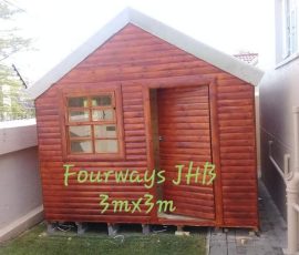 Compact wooden log cabin with quality timber finishes by Mutsamvi Construction.